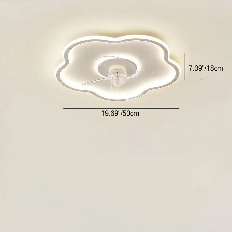 Modern Minimalist Flower Shape Iron Acrylic LED Flush Mount Ceiling Fan Light For Bedroom