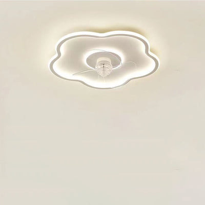 Modern Minimalist Flower Shape Iron Acrylic LED Flush Mount Ceiling Fan Light For Bedroom