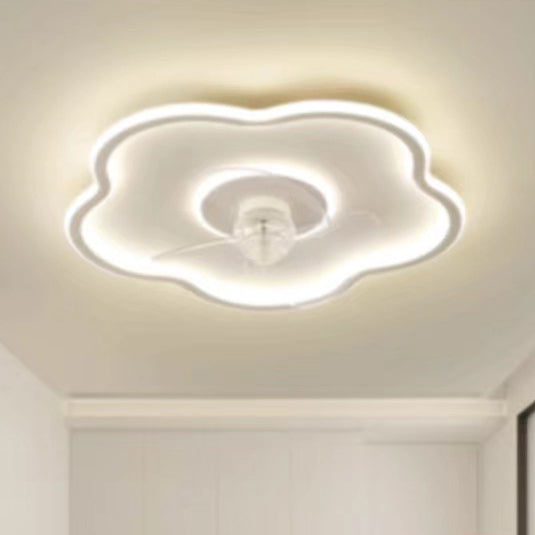 Modern Minimalist Flower Shape Iron Acrylic LED Flush Mount Ceiling Fan Light For Bedroom