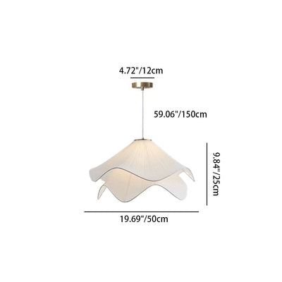 Traditional French Cream Petal Fabric Iron 1-Light Pendant Light For Living Room