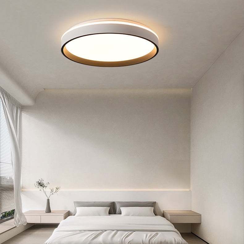 Moderne minimalistische doppelte runde Aluminium-Silikon-LED-Halbeinbau-Deckenleuchte für Schlafzimmer 