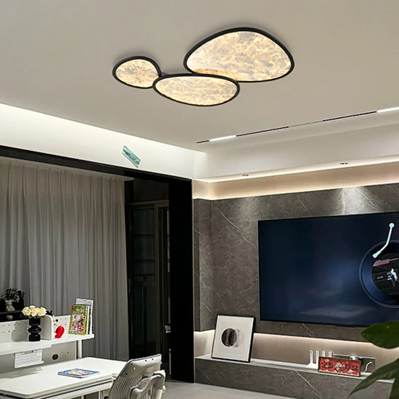 Contemporary Creative Clouds Combination Irregular Oval Aluminum Acrylic LED Flush Mount Ceiling Light For Living Room