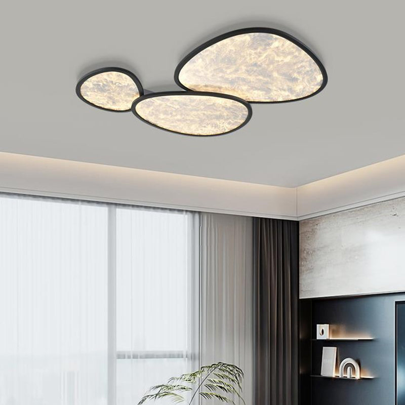 Contemporary Creative Clouds Combination Irregular Oval Aluminum Acrylic LED Flush Mount Ceiling Light For Living Room