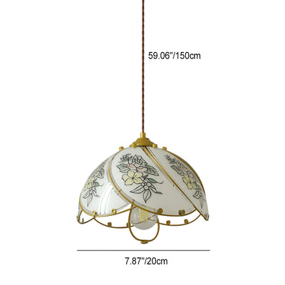 Modern Art Deco Flower Hardware Glass 1-Light Pendant Light For Living Room