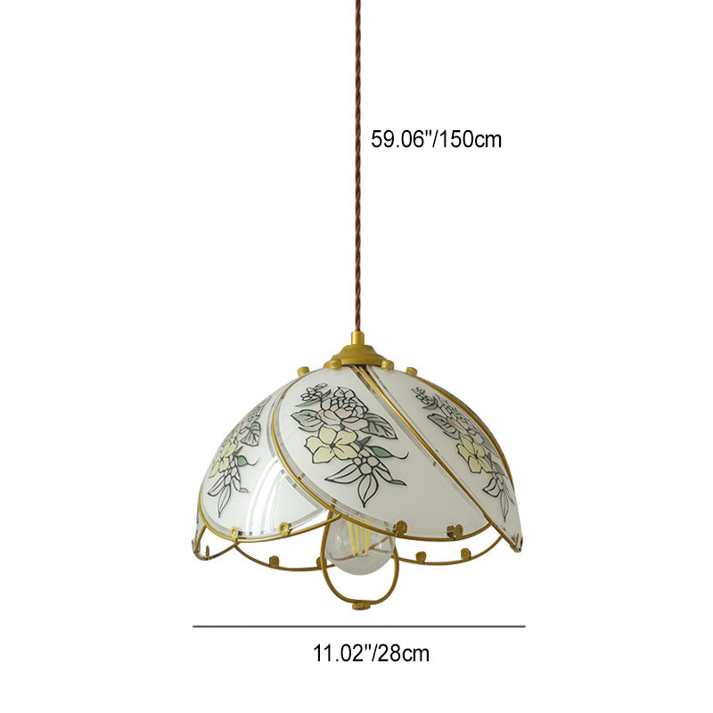 Modern Art Deco Flower Hardware Glass 1-Light Pendant Light For Living Room