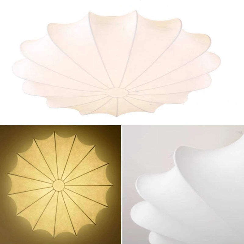 Traditional Japanese Dome Floral Artificial Silk Hardware 1/3-Light Semi-Flush Mount Ceiling Light For Living Room