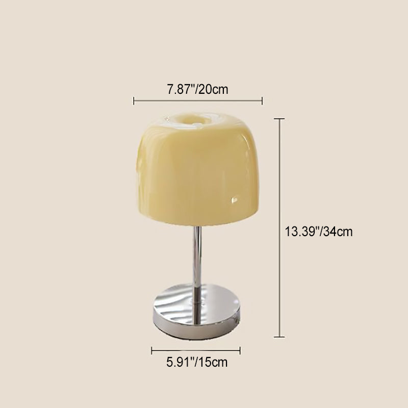 Contemporary Nordic Round Base Mushroom Lamp Shape Stainless Steel Glass 1-Light Table Lamp For Living Room