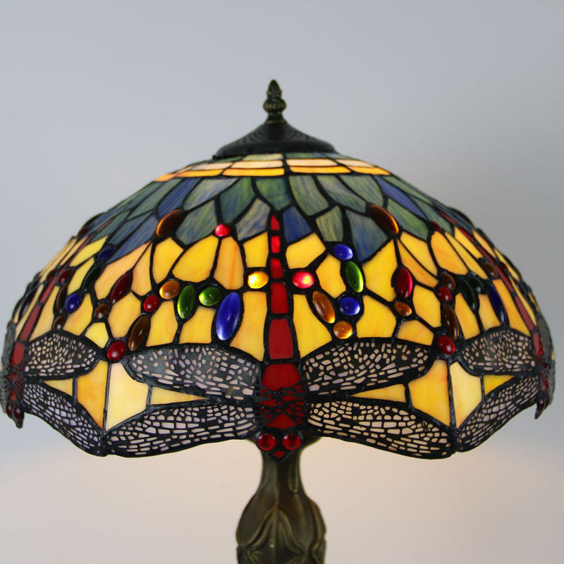 Traditional Tiffany Dome Resin Colorful Glass 2-Light Table Lamp For Living Room