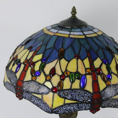 Traditional Tiffany Dome Resin Colorful Glass 2-Light Table Lamp For Living Room