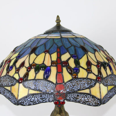 Traditional Tiffany Dome Resin Colorful Glass 2-Light Table Lamp For Living Room