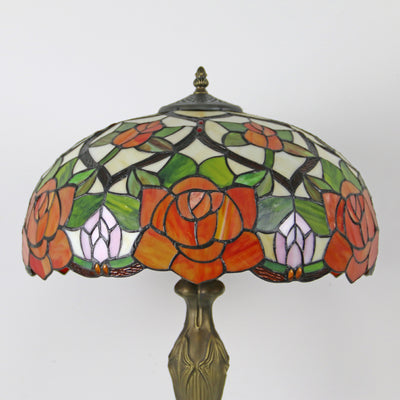 Traditional Tiffany Dome Resin Colorful Glass 2-Light Table Lamp For Living Room