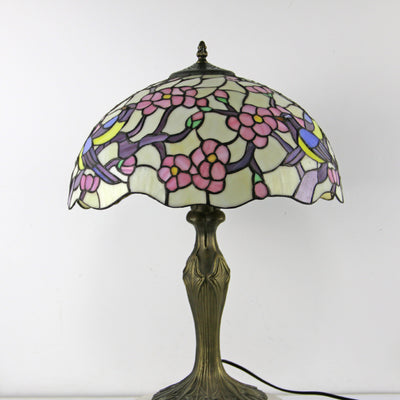 Traditional Tiffany Dome Resin Colorful Glass 2-Light Table Lamp For Living Room