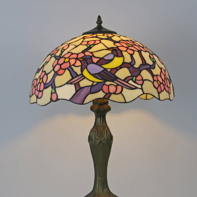 Traditional Tiffany Dome Resin Colorful Glass 2-Light Table Lamp For Living Room