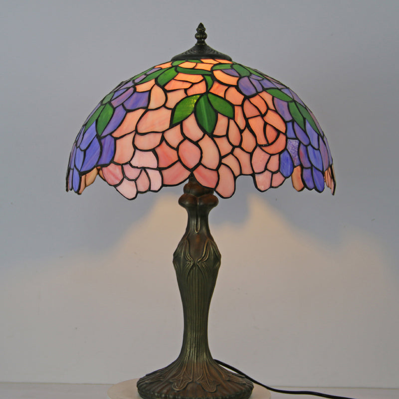 Traditional Tiffany Dome Resin Colorful Glass 2-Light Table Lamp For Living Room