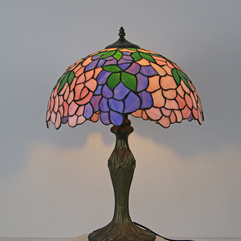 Traditional Tiffany Dome Resin Colorful Glass 2-Light Table Lamp For Living Room