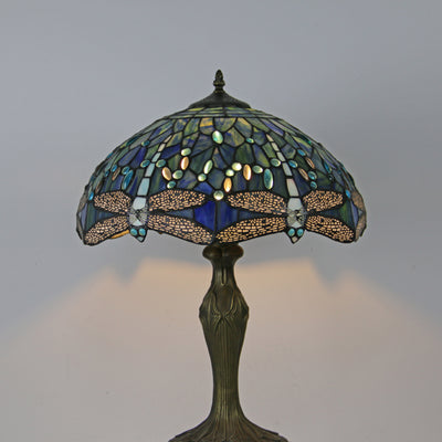 Traditional Tiffany Dome Resin Colorful Glass 2-Light Table Lamp For Living Room