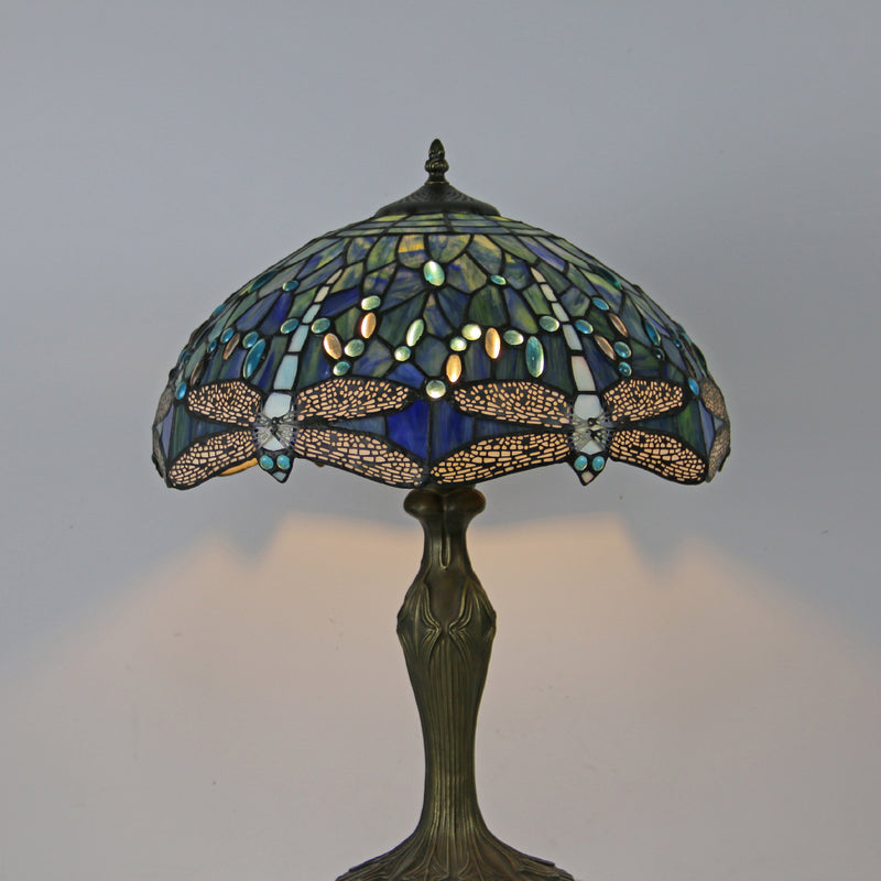 Traditional Tiffany Dome Resin Colorful Glass 2-Light Table Lamp For Living Room