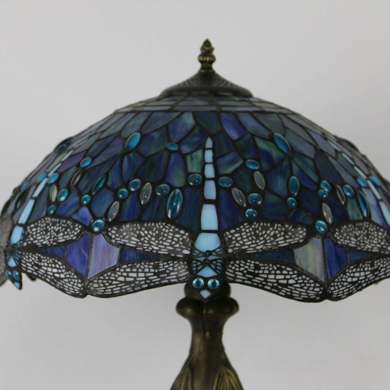 Traditional Tiffany Dome Resin Colorful Glass 2-Light Table Lamp For Living Room