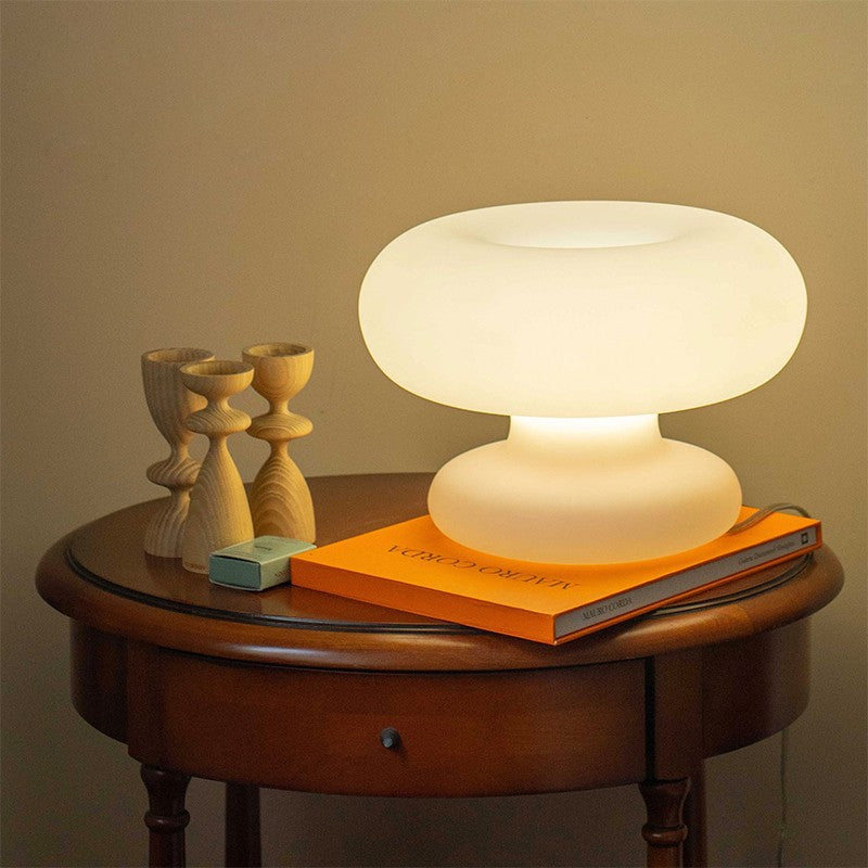 Modern Art Deco Doughnut Shaped Glass 1-Light Table Lamp For Bedroom