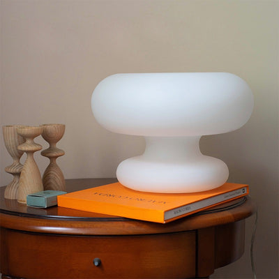 Modern Art Deco Doughnut Shaped Glass 1-Light Table Lamp For Bedroom