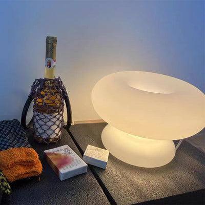 Modern Art Deco Doughnut Shaped Glass 1-Light Table Lamp For Bedroom