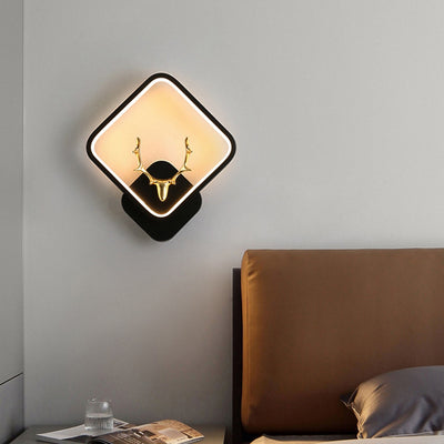 Contemporary Creative Round Square Antler Iron Plastic Silicone LED Wall Sconce Lamp For Bedroom