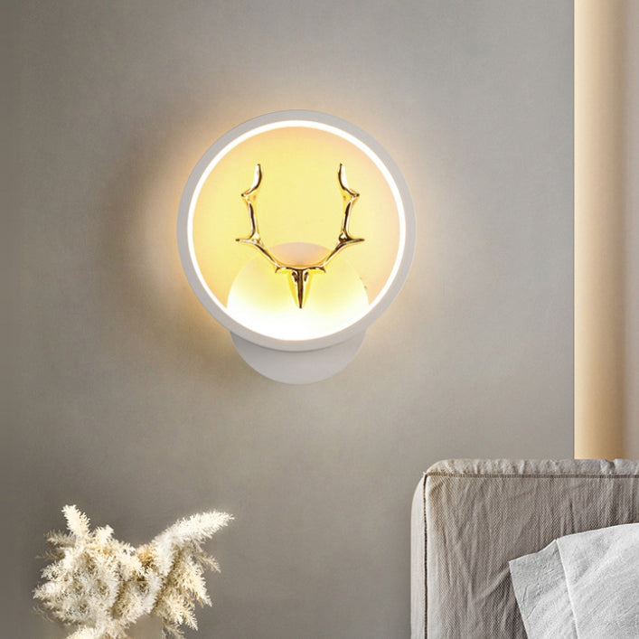 Contemporary Creative Round Square Antler Iron Plastic Silicone LED Wall Sconce Lamp For Bedroom