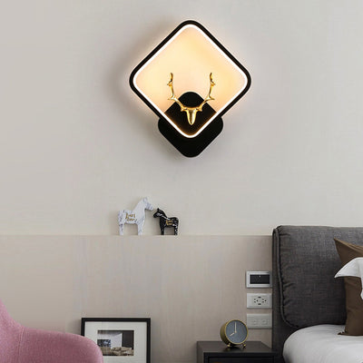 Contemporary Creative Round Square Antler Iron Plastic Silicone LED Wall Sconce Lamp For Bedroom