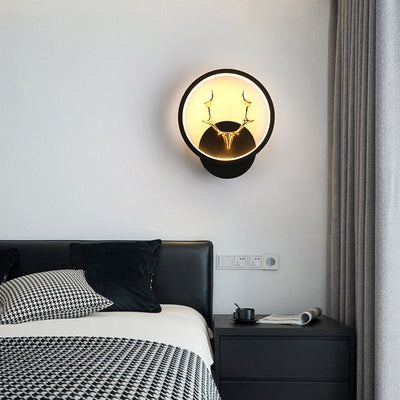 Contemporary Creative Round Square Antler Iron Plastic Silicone LED Wall Sconce Lamp For Bedroom