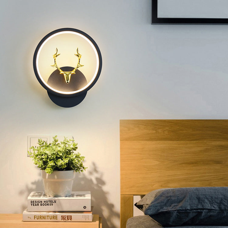 Contemporary Creative Round Square Antler Iron Plastic Silicone LED Wall Sconce Lamp For Bedroom