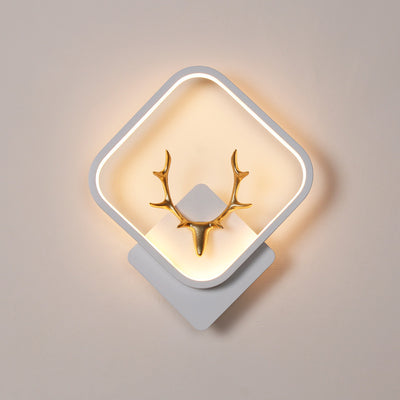 Contemporary Creative Round Square Antler Iron Plastic Silicone LED Wall Sconce Lamp For Bedroom