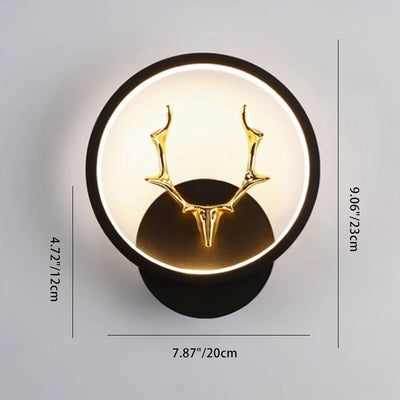 Contemporary Creative Round Square Antler Iron Plastic Silicone LED Wall Sconce Lamp For Bedroom