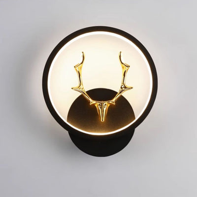 Contemporary Creative Round Square Antler Iron Plastic Silicone LED Wall Sconce Lamp For Bedroom