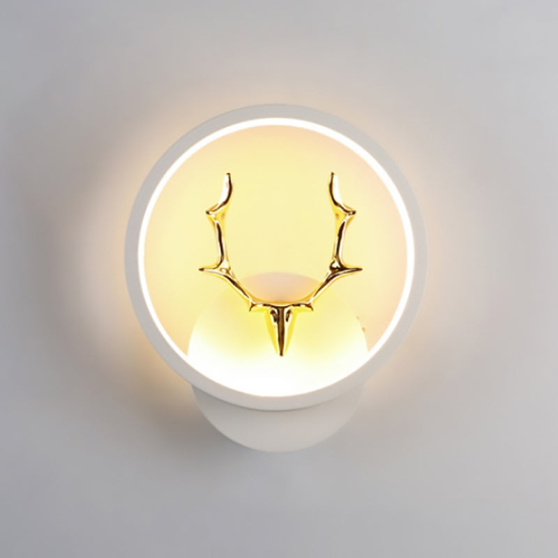 Contemporary Creative Round Square Antler Iron Plastic Silicone LED Wall Sconce Lamp For Bedroom