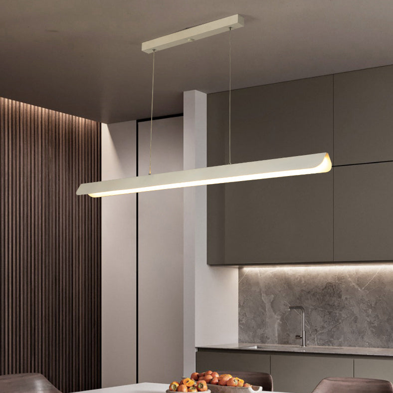 Modern Minimalist Linear Iron Silicone Acrylic LED Island Light Chandelier For Dining Room