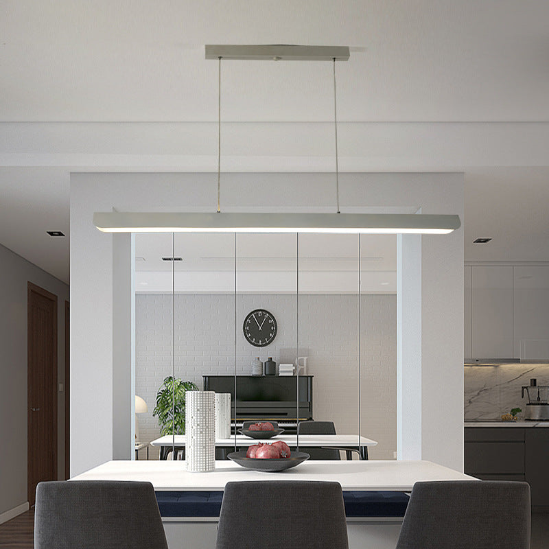 Modern Minimalist Linear Iron Silicone Acrylic LED Island Light Chandelier For Dining Room