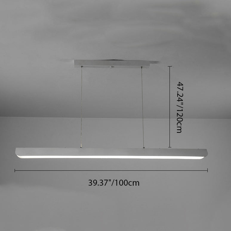 Modern Minimalist Linear Iron Silicone Acrylic LED Island Light Chandelier For Dining Room