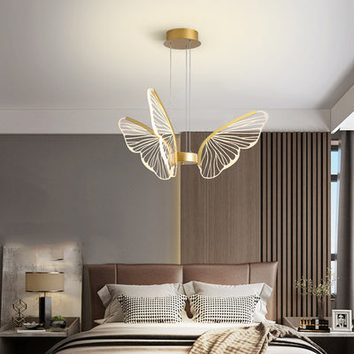 Contemporary Creative Butterfly Acrylic Aluminum Iron LED Pendant Light For Bedroom