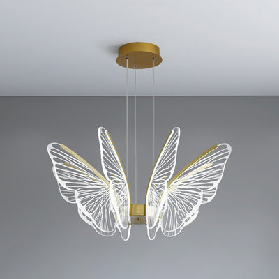 Contemporary Creative Butterfly Acrylic Aluminum Iron LED Pendant Light For Bedroom