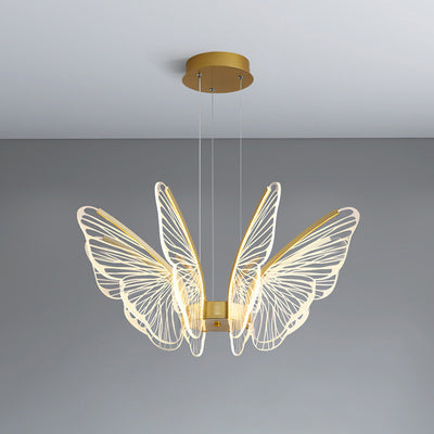 Contemporary Creative Butterfly Acrylic Aluminum Iron LED Pendant Light For Bedroom