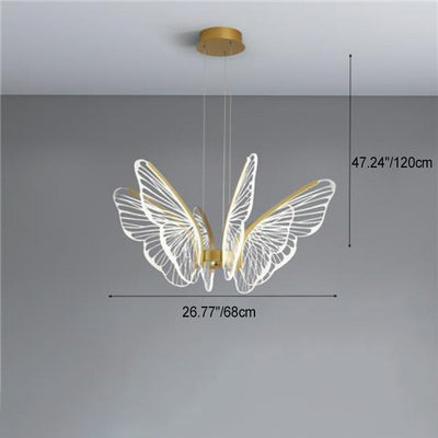 Contemporary Creative Butterfly Acrylic Aluminum Iron LED Pendant Light For Bedroom