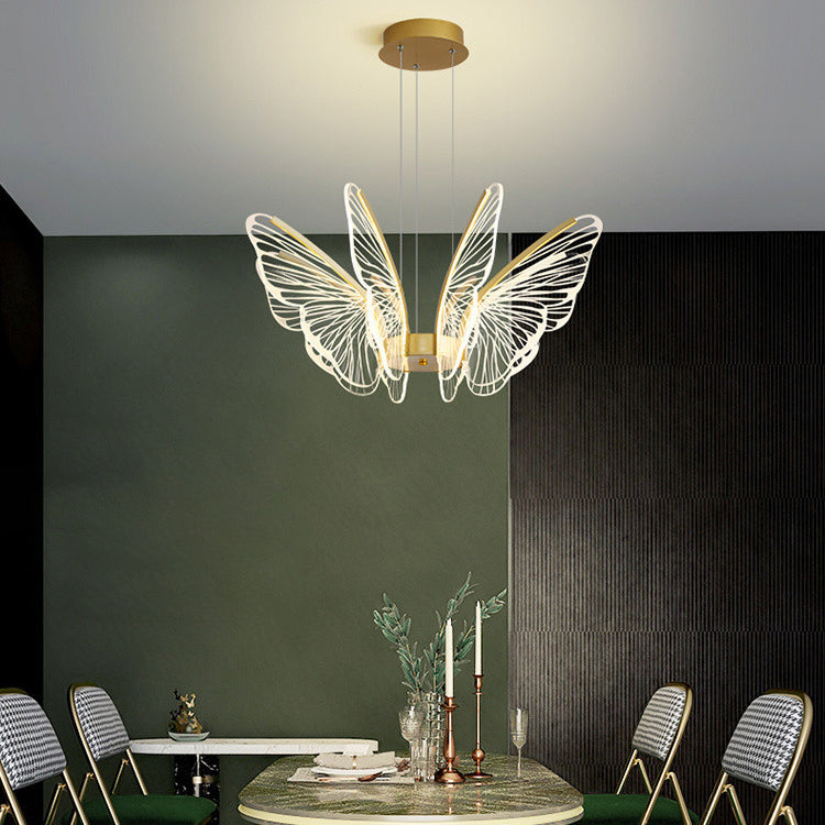 Contemporary Creative Butterfly Acrylic Aluminum Iron LED Pendant Light For Bedroom