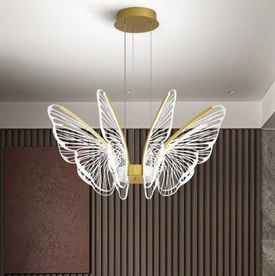 Contemporary Creative Butterfly Acrylic Aluminum Iron LED Pendant Light For Bedroom