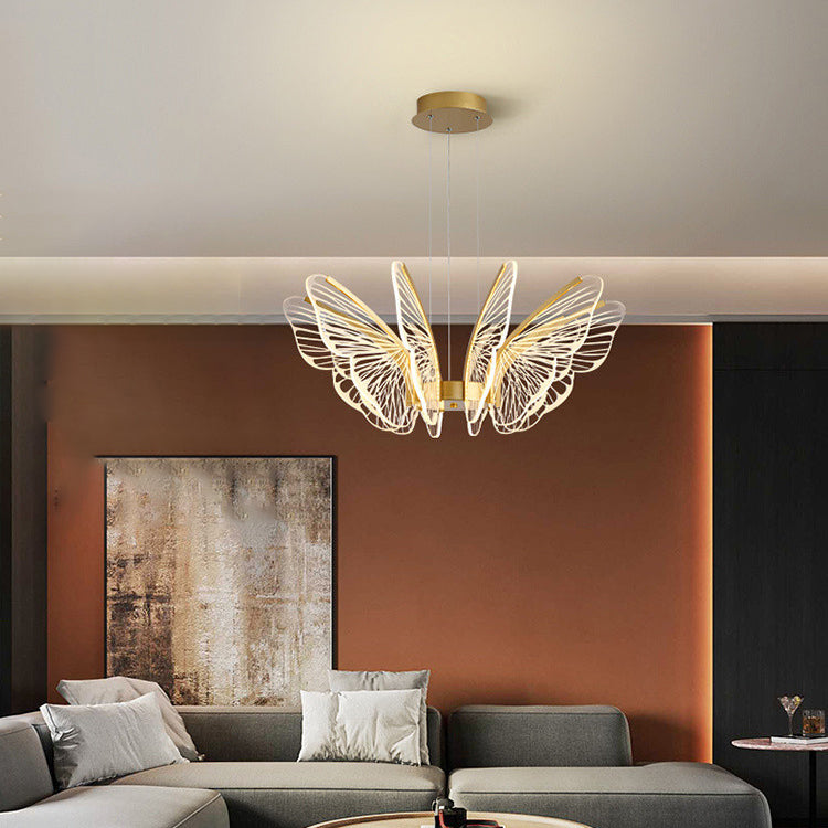 Contemporary Creative Butterfly Acrylic Aluminum Iron LED Pendant Light For Bedroom