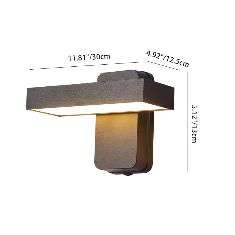 Modern Minimalist Waterproof Rectangular Swivel Head Aluminum Acrylic LED Wall Sconce Lamp For Outdoor