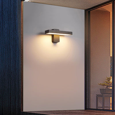 Modern Minimalist Waterproof Rectangular Swivel Head Aluminum Acrylic LED Wall Sconce Lamp For Outdoor