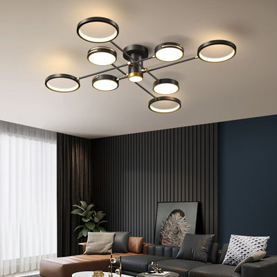 Contemporary Nordic Circles Iron Acrylic LED Chandelier For Living Room