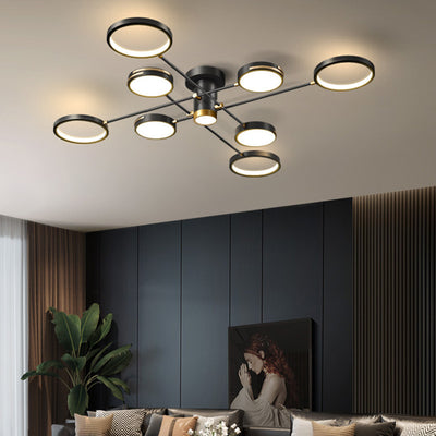 Contemporary Nordic Circles Iron Acrylic LED Chandelier For Living Room