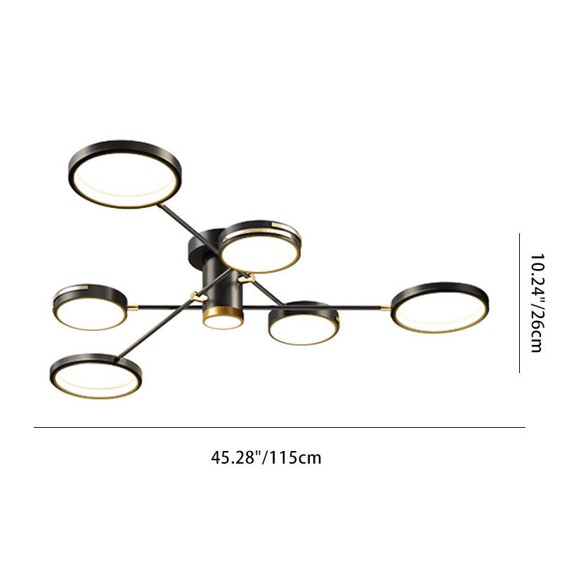 Contemporary Nordic Circles Iron Acrylic LED Chandelier For Living Room