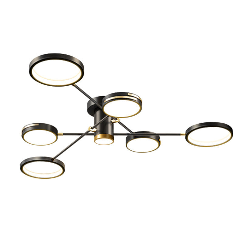 Contemporary Nordic Circles Iron Acrylic LED Chandelier For Living Room